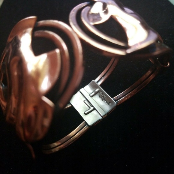 Vintage Signed Renoir COPPER HINGED BRACELET LEAF - Picture 4 of 4